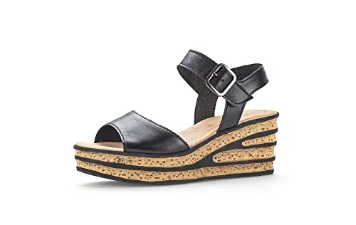 Gabor Damen Keilsandalen | Frauen Sandalen | Best Fitting | offen | Strandschuhe | Sandaletten | Keilabsatz | Wedge-Heel | schwarz | 40 EU - 6.5 UK