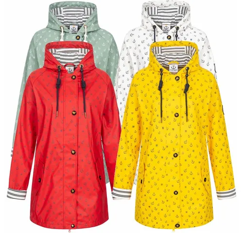 Ankerglut Damen Friesennerz Regenmantel - Wasserdicht und Wetterfest - Funktionsjacken mit maritimem Design, wasserdichtem Obermaterial und verschweißten Nähten für optimalen Regenschutz. Ideal für wechselhaftes Wetter.