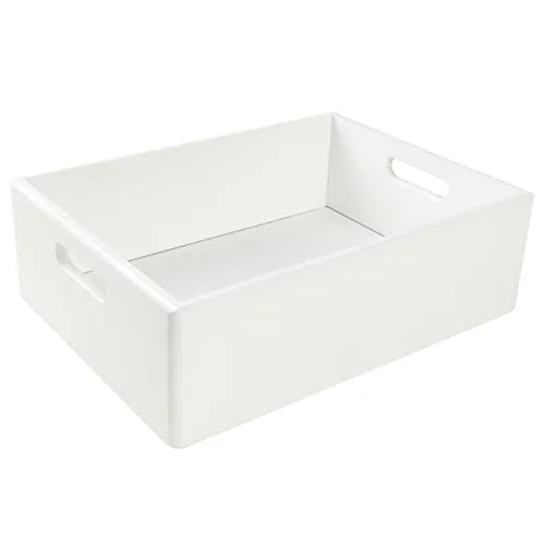 Creative Deco Holzkiste XXL - Vielseitiger Obstkorb mit Griffen - Kisten aus hochwertigem Kiefernholz, ideal für die Aufbewahrung von Obst oder Dekoration. Pflegeleicht und modern in Weiß, perfekt für jeden Wohnraum.