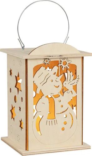 SAICO Original LED Laterne Schneemann, warmweiß für Batteriebetrieb, LED fest integriert, Nutzung mit Teelicht oder LED-Stripe, BxHxT: 16x12x12 cm