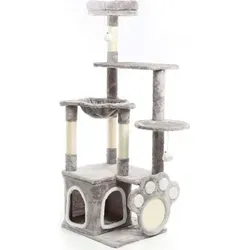 Fudajo Kratzbaum Grau 135 cm mit Pfoten-Kratzbrett