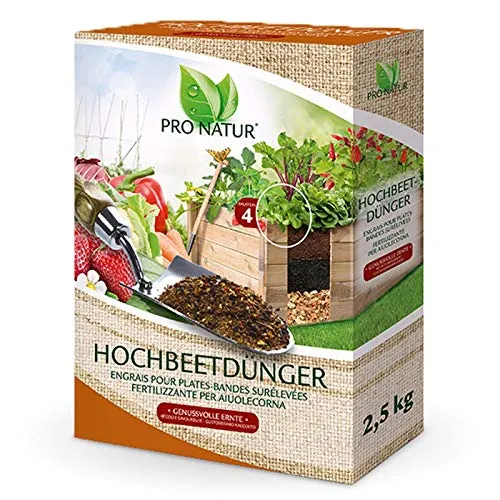 Pro Natur Hochbeet Dünger 2,5 kg 7+4+7 Düngung aus natürlichen, biozulässigen Rohstoffen, Profimischung mit Hornspänen