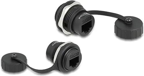 Produktbild Delock RJ45 Cat.6 Einbaubuchse mit Verschlusskappe IP67 Staub- und wasserdicht
