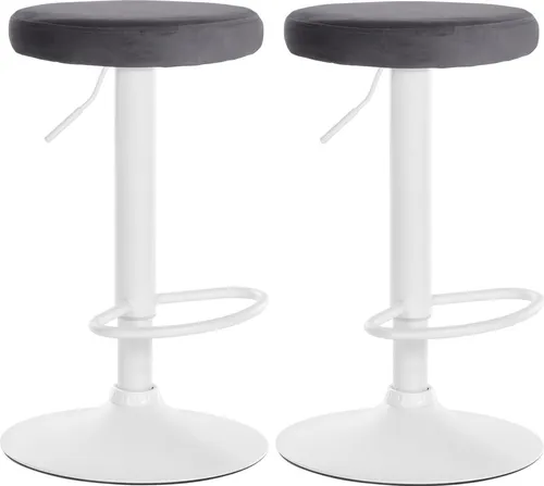 DELUKE Barhocker KAZON 2er Set Samt Dunkelgrau Höhenverstellbar & Drehbar