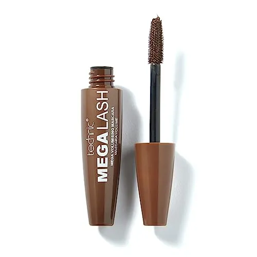 Technic Mega Lash Brown Mascara - Vegane, strapazierfähige, wischfeste Wimpernaufbau-Formel für voluminöse, glamouröse Wimpern - 12ml - Braune Wimperntusche