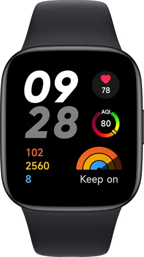 Xiaomi Redmi Watch 3 - Schwarz - Smartwatch mit 1,75'' AMOLED-Display, wasserdicht bis 5 ATM und über 120 Trainingsmodi. Ideal für Sportler, die präzise Gesundheitsüberwachung und stilvolles Design suchen.