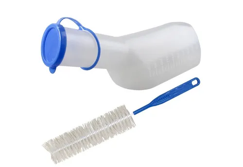 Medi-Inn Urin-Flasche PP 1000 ml für Männer milchig (Set, mit Reinigungsbürste)
