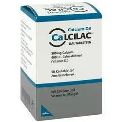 Calcilac 500mg/400 I.E. Kautabletten - Praktische Kautabletten mit Calcium und Vitamin D3, ideal zur Unterstützung einer ausgewogenen Ernährung und zur Ergänzung bei Bedarf.
