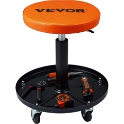 VEVOR verstellbarer Mechaniker-Rollhocker - Werkstatteinrichtung mit 360° drehbarem, weich gepolstertem Sitz für maximalen Komfort und Flexibilität. Ideal für Werkstatt und Garage, belastbar bis 113,4 kg.
