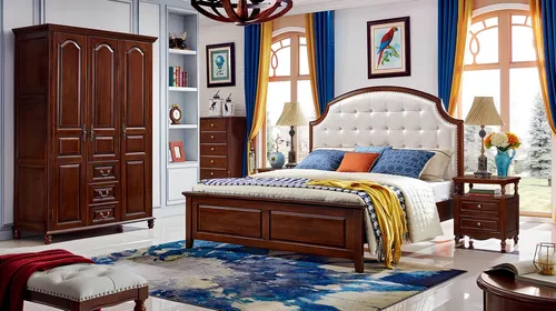 Luxus Schlafzimmer Set Bett mit 2 Nachttischen und Kleiderschrank - 4-teiliges Set für das Schlafzimmer in elegantem Weiß, bestehend aus Bett, Nachttischen und Kleiderschrank. Hochwertiges Holz, stilvolles Design und keine Montage erforderlich.