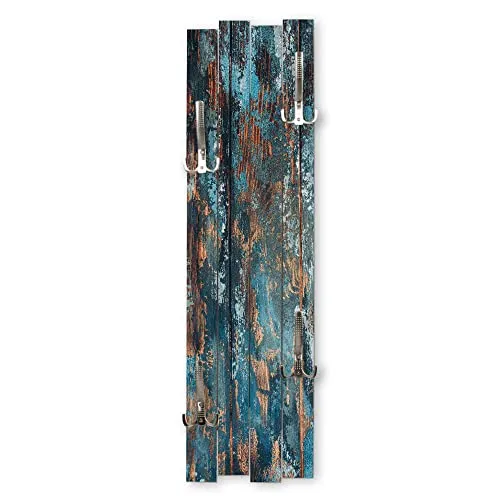 Kreative Feder Wand-Garderobe Altes Holz Blau in blau von Kreative Feder