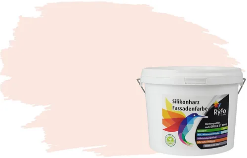 RyFo Colors Silikonharz Fassadenfarbe Zartrosé, 1 L - Wasserabweisende Fassadenfarbe für Außenbereiche, hochdeckend und UV-beständig. Ideal für Neubauten und Renovierungen, mit geprüfter Qualität für besten Schutz.
