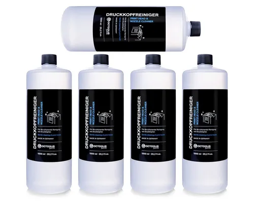 OCTOPUS Fluids Düsenreiniger, Druckkopfreiniger für Druckköpfe 5000ml Nachfülltinte (für Universal, Set, 5x 1000 ml)