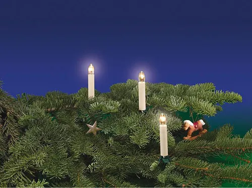 ROTPFEIL Lichterkette Innen 10er Set - Weihnachtsbeleuchtung mit 10 Toplampen, elfenbein Sockel und grünem Kabel, ideal für stimmungsvolle Innenräume.