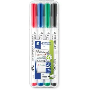 STAEDTLER Whiteboard-Marker farbsortiert 1,0 mm, 4 St. - Schnell trocknend, geruchsarm und ideal für saubere Beschriftungen auf Weißwandtafeln
