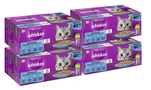 Whiskas WHISKAS® Katzenfutter Nassfutter Fisch Auswahl in Gelee 4 x 40 x 85g, Nassfutter für: Katze