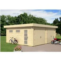 Alpholz Doppelgarage Modell D-70 ISO Fichte Natur B 645 cm x T 580 cm