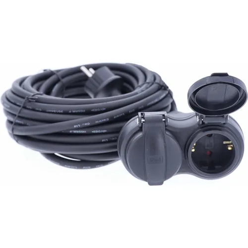 AS Schwabe 60661 Steckdosen-Verteiler Schwarz - Überspannschutz & Mehrfachstecker - Robuster Steckdosen-Verteiler mit 2 Schutzkontaktsteckdosen, IP44 Schutzart und UV-beständig. Ideal für den Einsatz im Außenbereich.