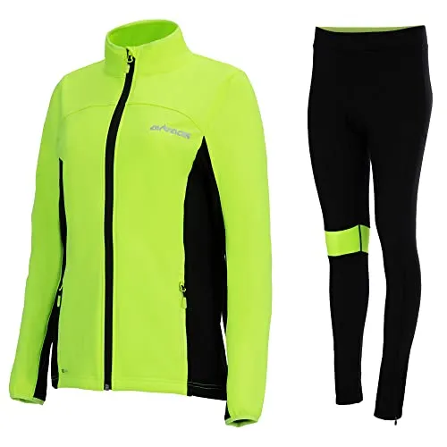 Airtracks Damen Thermo Winter Fahrradtrikot Set Pro Line - Warm & Winddicht in XXL - Radsport-Jacken für Damen: Atmungsaktive, winddichte Thermo Fahrradjacke und komfortable Fahrradhose mit 3D Polster für optimale Bewegungsfreiheit und Schutz bei kälteren Temperaturen.