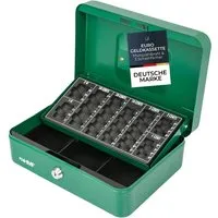 HMF 10022-06 Geldkassette abschließbar mit Münzzählbrett - Geldkassetten mit Zylinderschloss und Tragegriff, inklusive herausnehmbarem Münzzählbrett für 1 Cent bis 2 Euro, ideal für sicheren Bargeldtransport.
