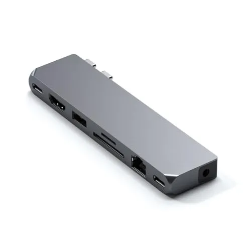 SATECHI USB-C Hub Multiport Adapter Pro Hub Max - USB-Hub für M2/M1 MacBook Pro und Air, bietet bis zu 100W Laden, 5K/60Hz Videoausgabe und zahlreiche Anschlüsse für maximale Flexibilität.