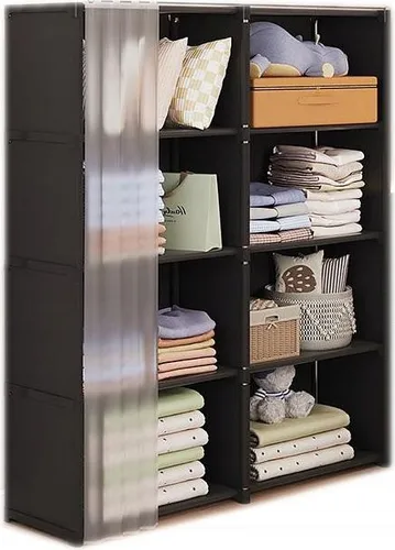 Modularer, faltbarer Kleiderschrank, Kleiderbügel aus Metall, 125 x 28 x 80 cm