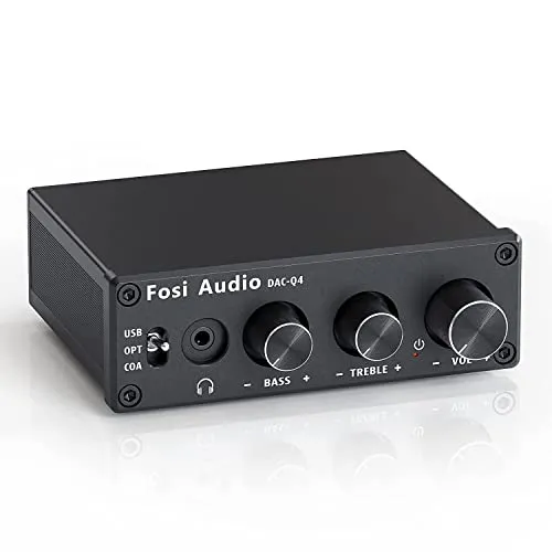 Fosi Audio Q4 Kopfhörer Verstärker - Kopfhörer Verstärker mit 192 kHz USB DAC, bietet kristallklaren Klang und vielseitige Eingänge für ein individuelles Hörerlebnis. Ideal für PS5, PC und aktive Lautsprecher.