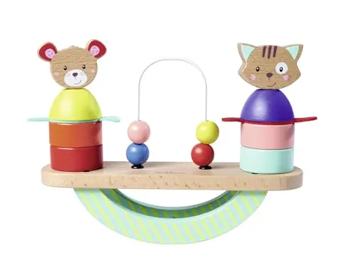 Eichhorn - Stapelspiel Friends, Wippe mit Steckteilen und Funktion, 11 teilig, 5x22x17,5 cm, 100% FSC Zertifiziertes Buchenholz, ab 1 Jahr