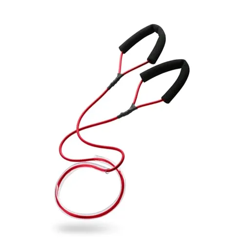 Deuser TUBE (Rot - Stark) | Fitness Expander mit Trittschutz | 190 cm | Hochwertiges und strapazierfähiges Material | Widerstandsbänder Krafttraining | leicht und kompakt | Fitnessband