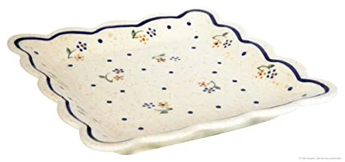 Bunzlauer Keramik Kuchenteller viereckig, B=16,4 cm, H=2,5 cm, Dekor 111