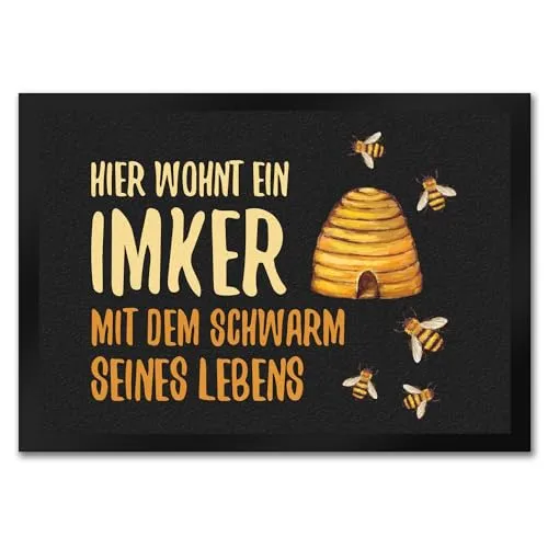 trendaffe - Hier wohnt EIN Imker mit dem Schwarm seines Lebens Fußmatte mit Bienen Motiv