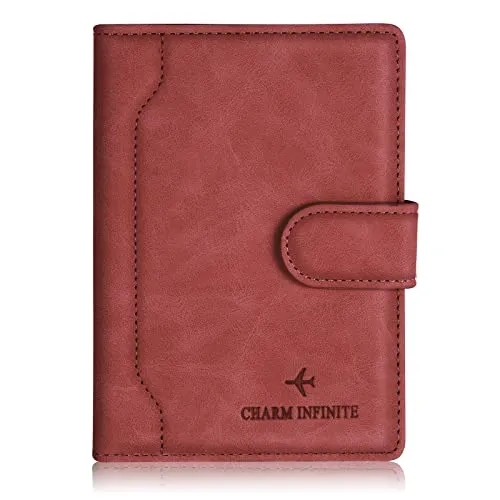 Impfpass Hülle Reisepasshülle, Urlaub Zubehör, Passhülle mit RFID-Blocker, Schutzhülle Tasche für Kreditkarten Reisepass, Ausweis und Reisedokumente, Reisezubehör/Cardholder/Travel Organizer (Rot)