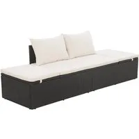 Furnicato Gartenbett Schwarz 195x60 cm Poly Rattan