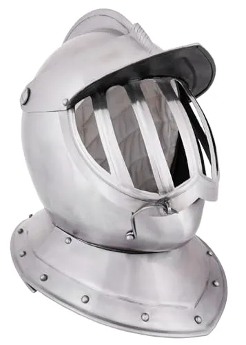 Battle-Merchant Geschlossene Sturmhaube, Burgonet Helm in silber von Battle-Merchant