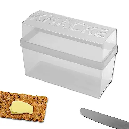 WESTCRAFT 1er | 2er | 4er Knäckebrot Box Set, für z.B. Sauerteig, Roggen Crisp Knäcke | finnisches, schwedisches Knäcke Brot in Scheiben | Aufbewahrung | kleine Mini Brotbox 20 x 14 x 9 cm Weiß
