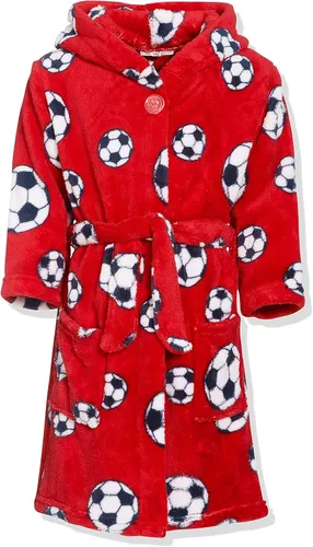 Playshoes Jungen Fleece-Bademantel Baby Kinder Kapuze Fußball 74/80 cm, 6-12M