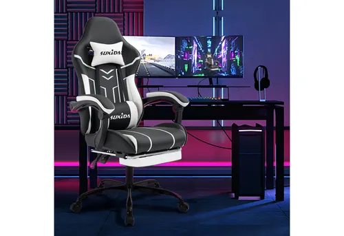 Odikalo Gaming-Stuhl Computerstuhl Bürostuhl Ergonomisch Polsterstuhl Fußstütze Mehrfarbig