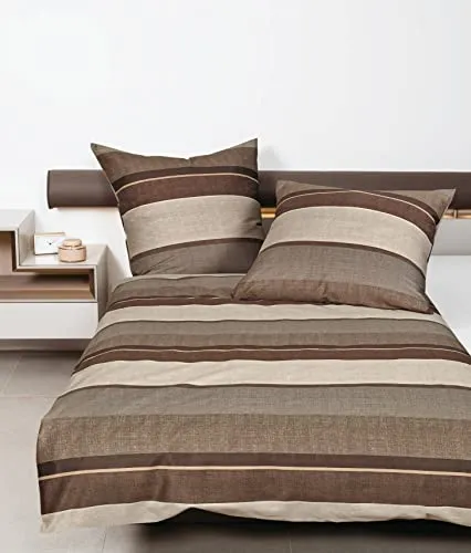 Janine Mako-Satin-Bettwäsche Moments 155x220 + 80x80 cm Caramel-walnuss - Bettwäsche-Sets aus hochwertiger Mako-Baumwolle, mercerisiert und hautsympathisch. Pflegeleicht, waschbeständig und ideal für Wasserbetten. Erleben Sie den Luxus und Komfort für erholsame Nächte.