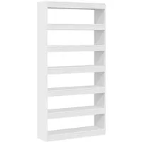 vidaXL Weißes Bücherregal - Minimalistisches 6-Tier Design - Regal für Wohnzimmer, Arbeitszimmer oder Büro, bietet viel Stauraum und hat eine stilvolle matte Oberfläche, die modernen Charme ausstrahlt. Ideal für platzsparende Lösungen in engen Räumen.