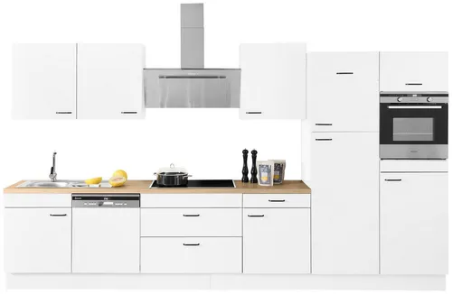 OPTIFIT Küchenzeile Elga, Premium-Küche, Soft-Close-Funktion, großen Vollauszügen, Breite 390 cm