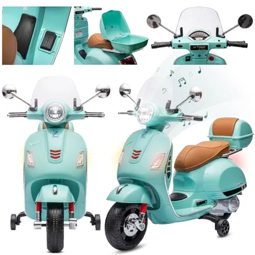 Vespa Kindermotorrad Scooter Elektro Motorrad 2x6V4,5Ah MP3 Koffer Sun Baby