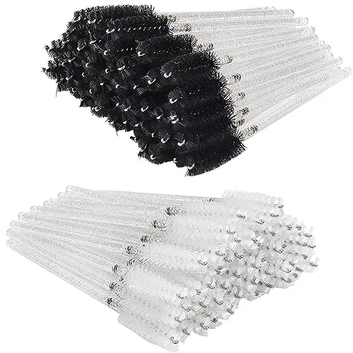 Stück Einweg Wimpernbürsten, Wimpernverlängerung bürste Augenbrauen Applikator, Make-up Tool Kosmetikpinsel Kit, Mascara bürstchen für Beauty-Salon, Hausgebrauch Eyelash Brush,Schwarz+Weiß 200