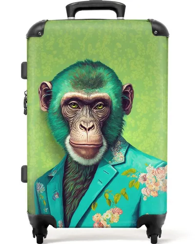 NoBoringSuitcases.com© Hartschalen-Trolley Affe - 67 cm - Koffer für Kinder mit fröhlichem Affen-Motiv, 72 Liter Stauraum, leicht und praktisch mit 4 Rollen für stressfreies Reisen.