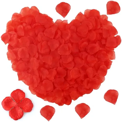 stück Künstliche Rosenblätter, Deko Rosenblätter Rot, Rosenblätter Künstlich für Hochzeit, Valentinstag, Geburtstag, Romantische Atmosphäre 2000