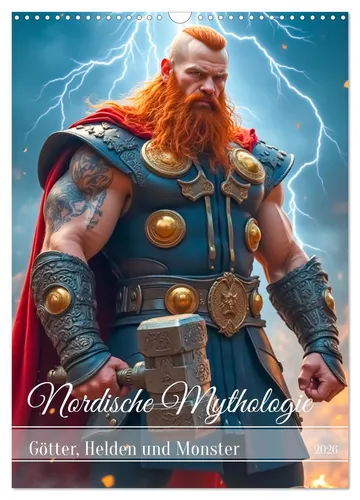 Nordische Mythologie Kalender 2025: Götter, Helden und Monster - Kalender mit 14 Seiten, zeigt mächtige Götter und furchterregende Monster der nordischen Mythologie. Ideal für Fans von Märchen und Sagen.