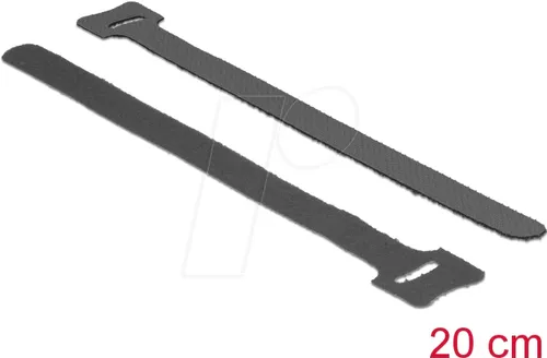 DELOCK 18687 - Klett-Kabelbinder, 200 mm, x 12 mm, 10 Stück, schwarz