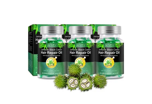 ALIVER Haaröl Kapseln mit Rizinusöl für Haarwachstum und Pflege, 3-tlg. - Haarpflege-Kapseln mit jamaikanischem Rizinusöl und Vitaminen für intensive Ernährung. Stärkt die Haarstruktur und schützt vor Umwelteinflüssen. Ideal für glänzendes und geschmeidiges Haar.