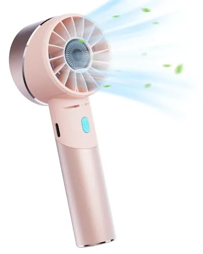 Lepwings Handventilator, Mini Ventilator USB aufladbar mit 4 Geschwindigkeiten, 16 Stunden lange Arbeitszeit, Klein tragbarer Ventilator für Reisen, Büro, Zuhause, Draußen - Hellrosa