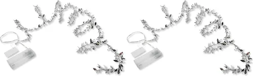 LED Lichterkette silber Blätter hochglanz 200cm 2 Stück batteriebetrieben Timer Lichtergirlande Deko Leuchtdraht Winter Weihnachten 20