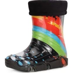 Ladeheid Gummistiefel für Kinder (Schwarz Muster-34, 35/36) - Wasserdichte und rutschfeste Gummistiefel mit herausnehmbarem Innenschuh, ideal für alle Jahreszeiten und perfekt für aktive Kinder.